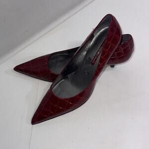 Bandolino Red Croc Point Old Money Classic Timeless Pump Shoes Heels Size 8.5 M